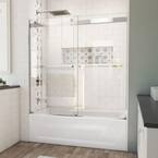 60 in. W x 60 in. H Sliding Frameless Tub Door with Chrome Finish