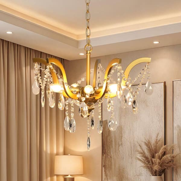 TOZING 20 in. Modern Gold Sputnik Matte Semi-Flush Mount Ceiling
