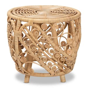 Saranna 20.5 in. Natural Round Rattan End Table