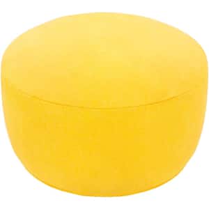 Burke Solid Bright Yellow Wool Cylinder Accent Pouf