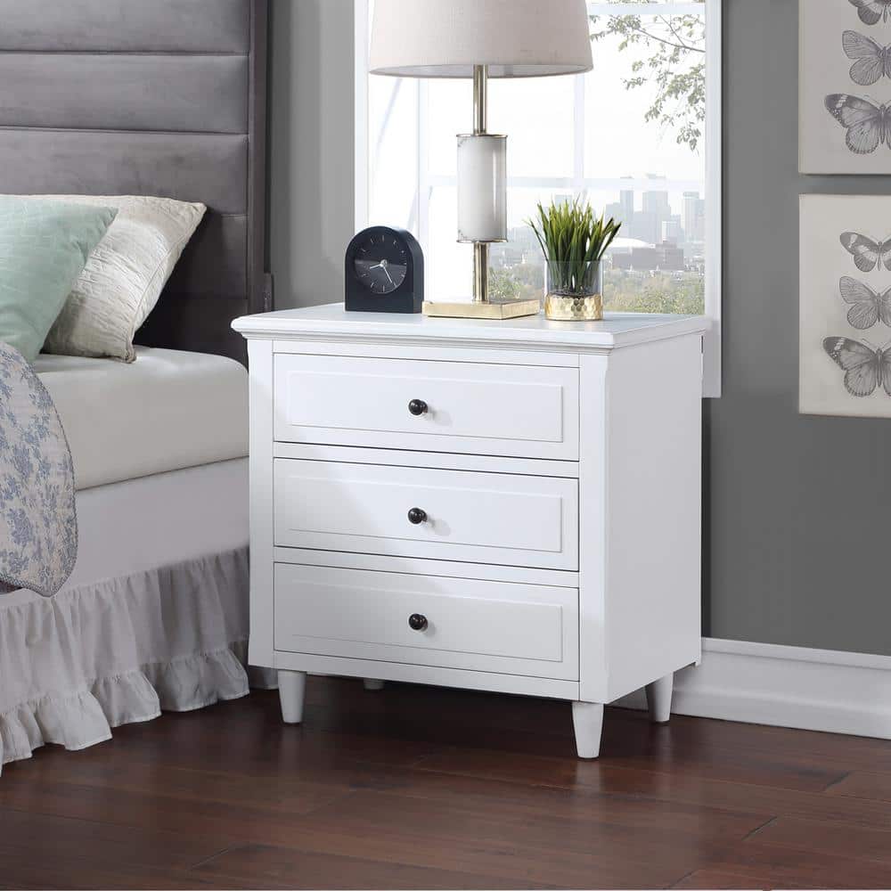 Modern Black 3-Drawer Exquisite Solid Wood Cabinet Nightstand(28.1 in. H x 27.9 in. W x 16.9 in. D) - thumbnail 9