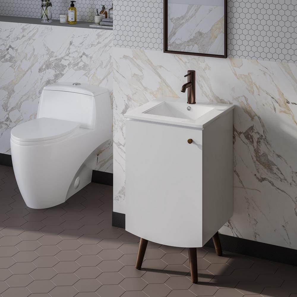 Manoir 17.88 in. D x 34.57 in. H Bathroom Vanity in White with Ceramic White Top price history on PriceWatchPro