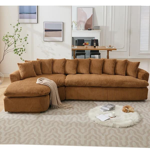 aisword No Assembly Required 127 in. L-Shape Corduroy Sectional