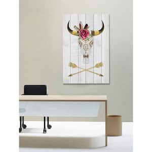 36 in. H x 24 in. W "Skull and Arrows" by Marmont Hill Printed White Wood Wall Art