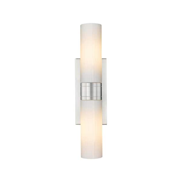 Innovations Ballston Urban 18 in. 2-Light Satin Nickel Vanity Light with Glass Shade