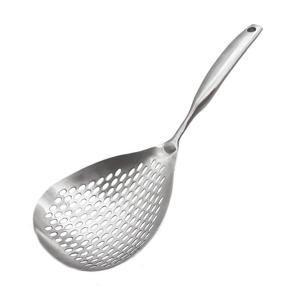 Kitchen Tools Stainless Steel Silver Skimmer Slotted Spoon Ergonomic Handle Quick Drain Spider Strainer for Cooking
