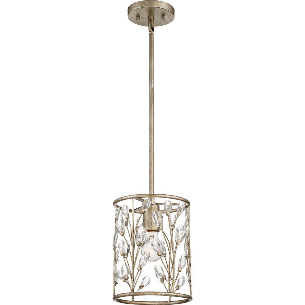 Meadow Lane Vintage Gold Mini Pendant with Crystal & Metal Shade