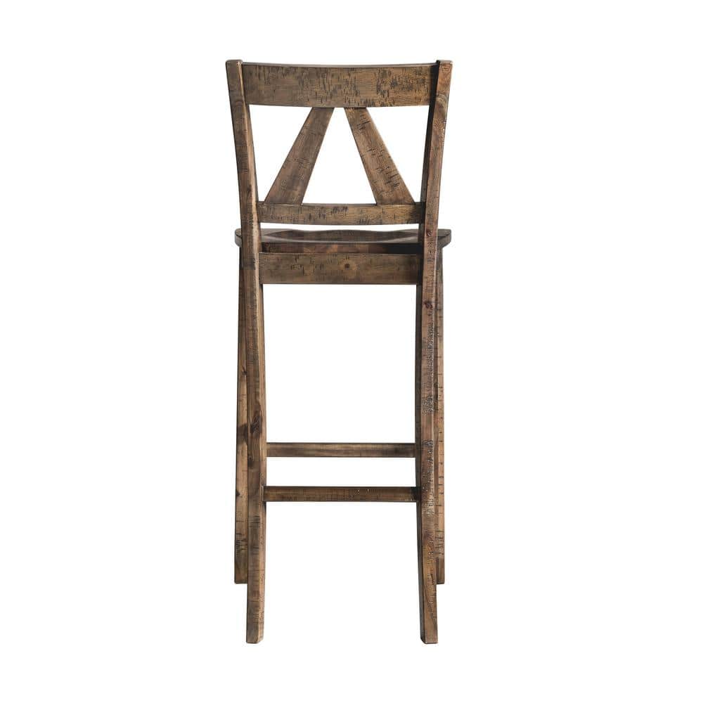 Flynn 30" Dark Walnut Rustic Wood Bar Stool Set