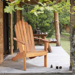 Brown Acacia Wood Solid Wood Adirondack Chair with Ergonomic Design Durable Patio Garden Furniture Set of 1
