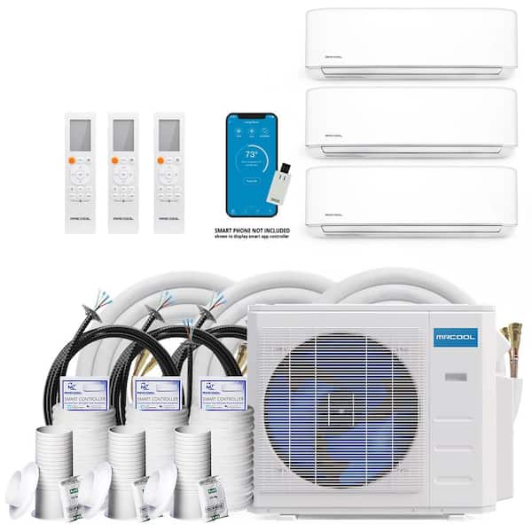 MRCOOL DIY 36,000 BTU 3 Ton 3-Zone Ductless Mini Split AC with Heat Pump - 230V 1-25' 1-66' 1-75' Install Kit