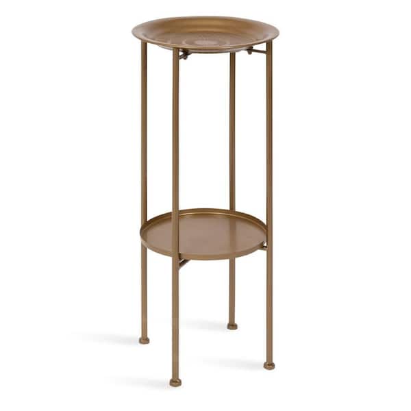 Mahdavi 12 in. Gold Round Indoor Plant Stand