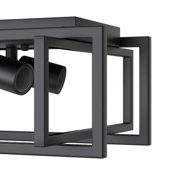 YANSUN 11.41 in. 4-Light Industrial Caged Flush Mount , Metal