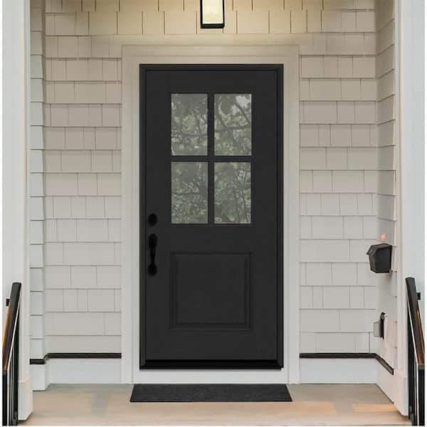 Regency 36 in. x 80 in. 1/2-4 Lite Clear Glass RHIS Onyx Stain Mahogany Fiberglass Prehung Front Door