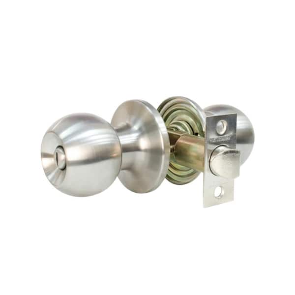 Bedroom Bathroom Round Knobs Door Knob Lock Locks Hardware Silver