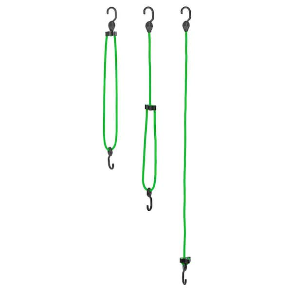 28 in. to 48 in. Adjustable Super Strong Bungee, Green (2-Pack)