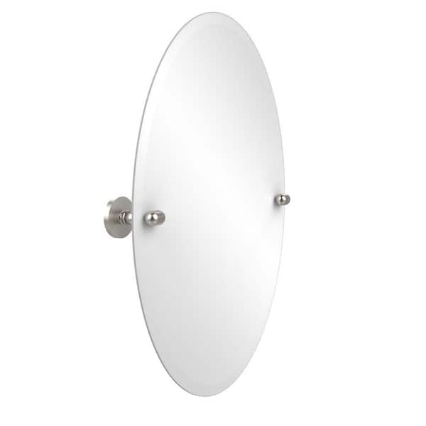 Allied Brass Tango 21 in. W x 29 in. H Frameless Oval Beveled Edge Bathroom Vanity Mirror in Satin Nickel