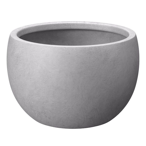 Large Light Stone Gray Concrete Round Sphere Planter with Drainage Holes (20 in. L x 20 in. W x 13 in. H)