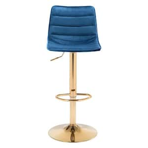 23.8 in. Dark Blue Low Back Metal Bar Chair with Upholstery Seat