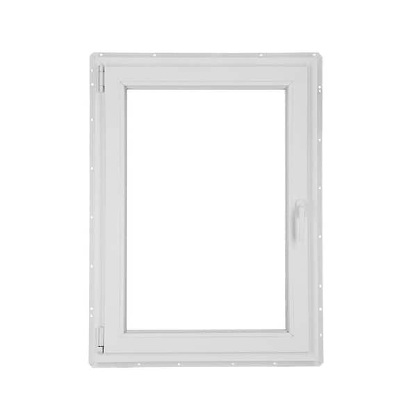 30 in. x 48 in. White Left-Hand Double-Pane Insulated Glass Hinged Vinyl Tilt and Turn Inswing Window with Screen