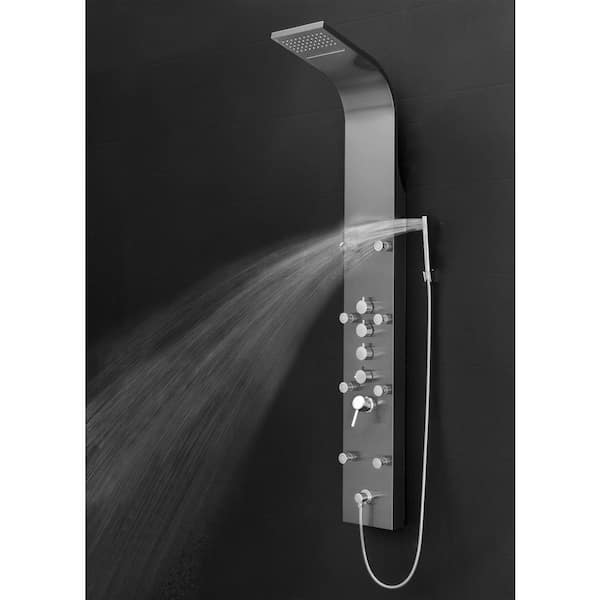 AKDY 65-in Stainless Steel 6-Spray Shower Panel System (Valve Included)