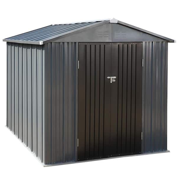VEIKOUS 10 ft. W x 12 ft. D Metal Storage Shed 116 sq. ft., Gray