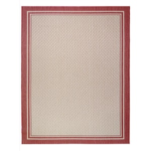 Paseo Soroa Grain/Red 6 ft. x 9 ft. Border Indoor/Outdoor Area Rug