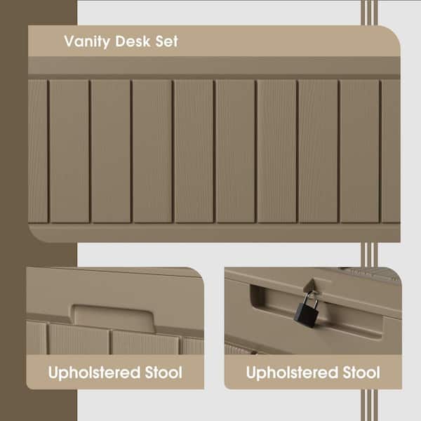Tozey 90 Gal. Wood Style Light Mocha Resin Deck Box T-PSB-0093-WGY 