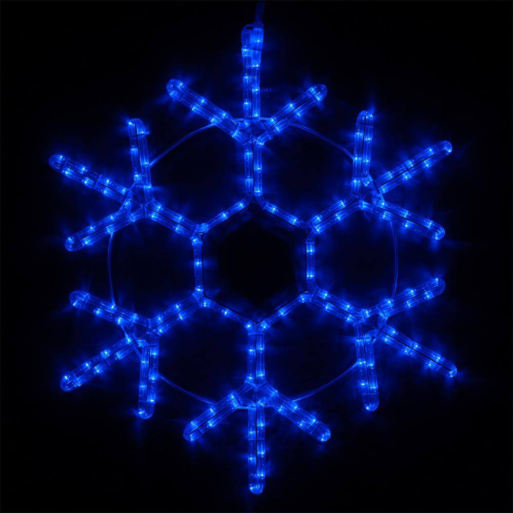 Wintergreen Lighting 24 in. 380-Light LED Cool White 40 Point Hanging Snowflake Decor