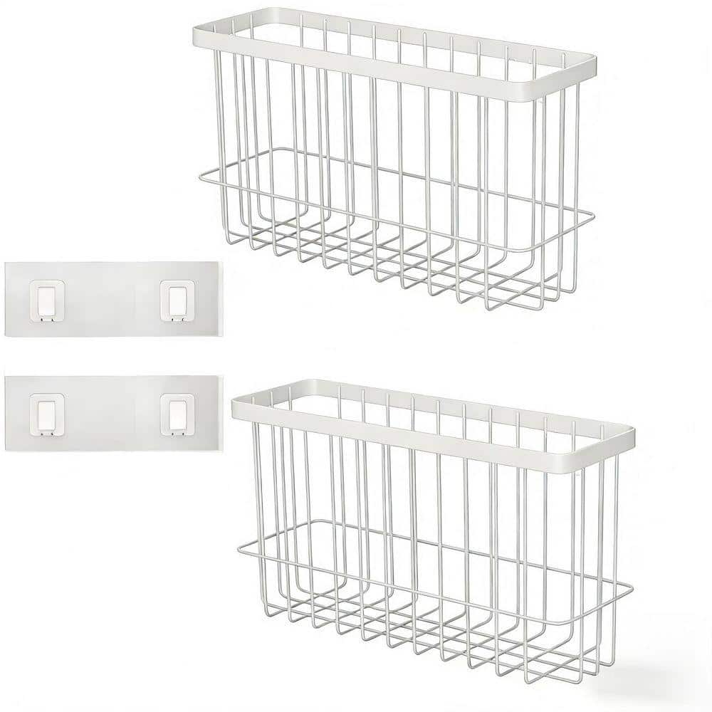 Whatseaso 9.8 in. 2 Pack Metal Spice Rack Wall Mounted Storage Boxes in ...