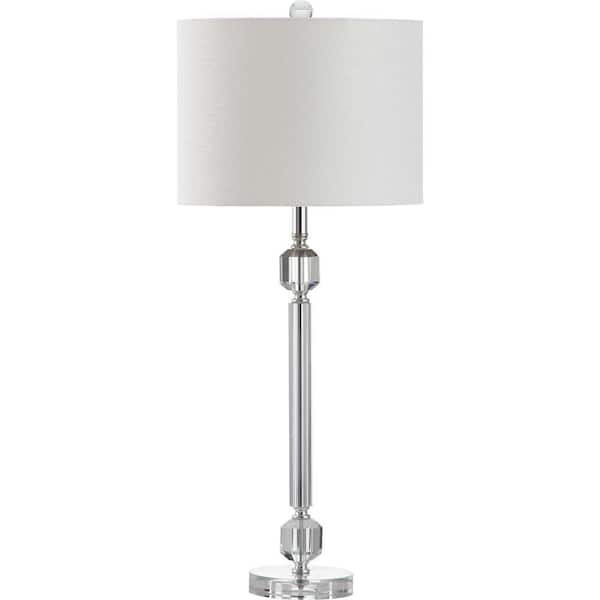 SAFAVIEH Cosna 26 in. Clear Prism Table Lamp with White Shade (Set of 2)
