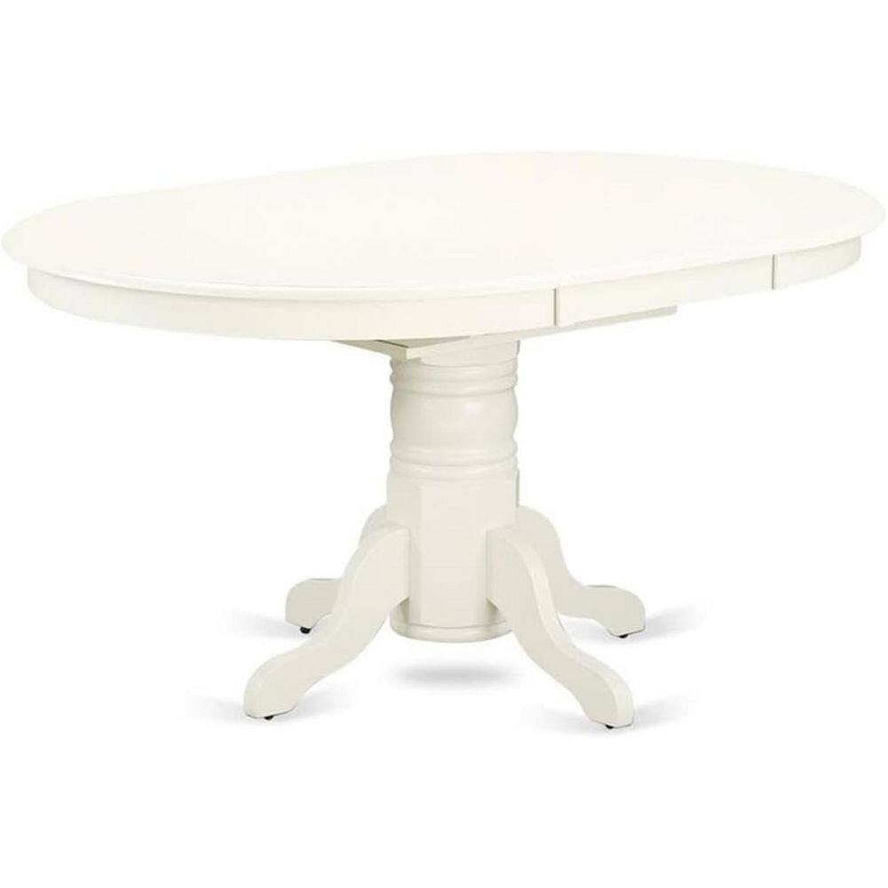 Linen White Wood 60 in. Pedestal Dining Table Seats 4