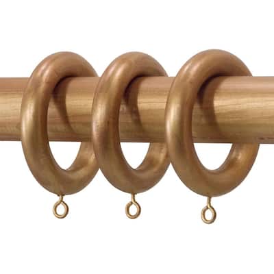 Lumi Heritage Oak Wood Curtain Rings with Clips (Set of 7) 138RINGOK7 - The  Home Depot
