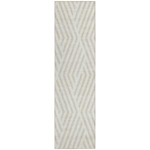 Chantille ACN550 Ivory 2 ft. 3 in. x 7 ft. 6 in. Machine Washable Indoor/Outdoor Geometric Runner Rug