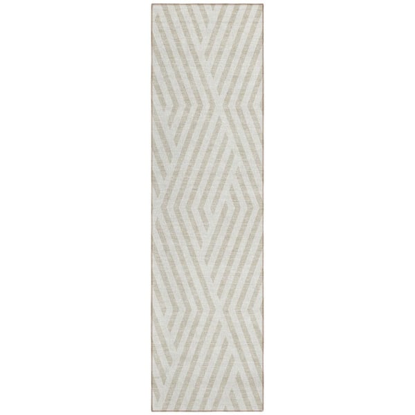 Addison Rugs Chantille ACN550 Ivory 2 ft. 3 in. x 7 ft. 6 in. Machine Washable Indoor/Outdoor Geometric Runner Rug
