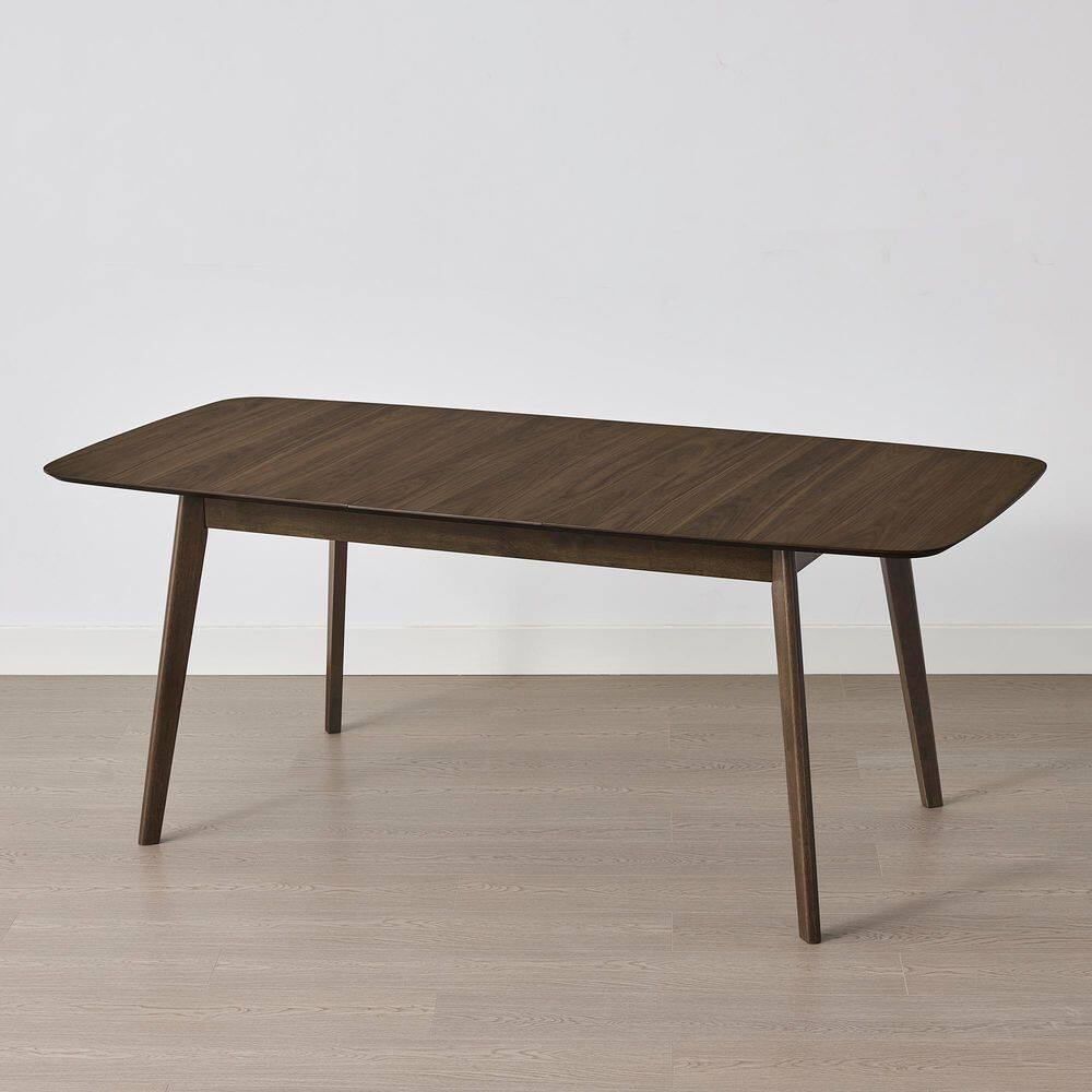 Felix Walnut Wood 59 - 75 in. 4-Legs Extendable Dining Table Seats 6 to 8 w/Rubber Wood-Legs Rounded Corners