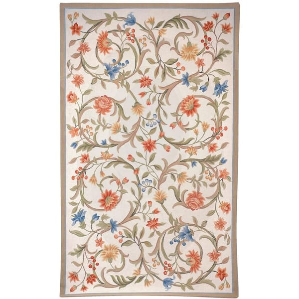 SAFAVIEH Chelsea Ivory 5 ft. x 8 ft. Solid Floral Border Area Rug