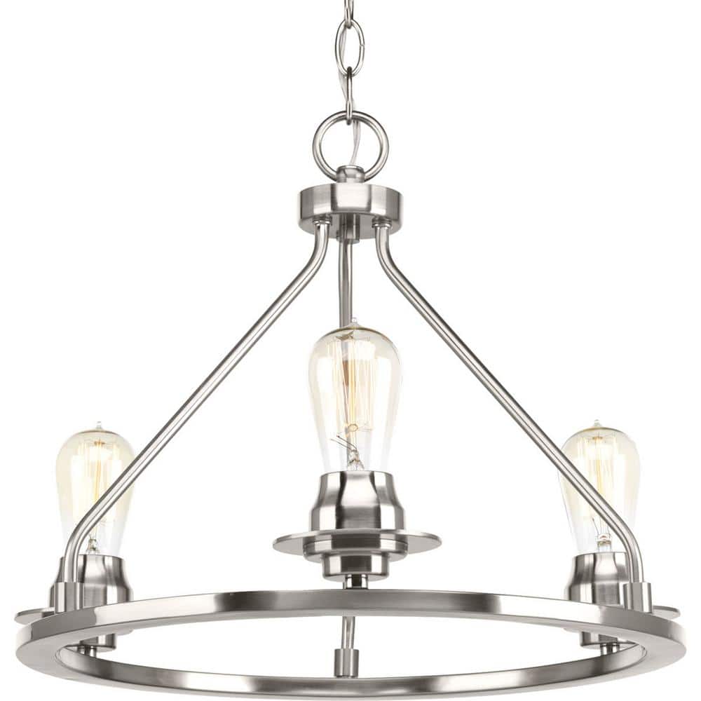 Brushed Nickel 3-Light Semi-Flush Mount with Glass Shades