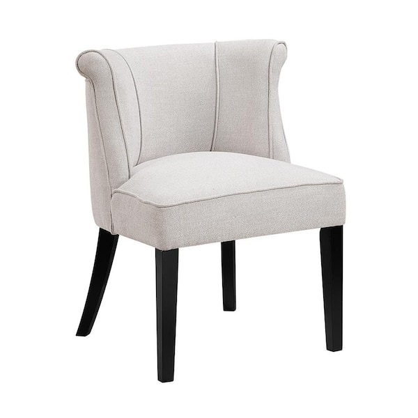 Urielle Beige Textured Fabric Upholstery Solid Wood Accent Armless Chair