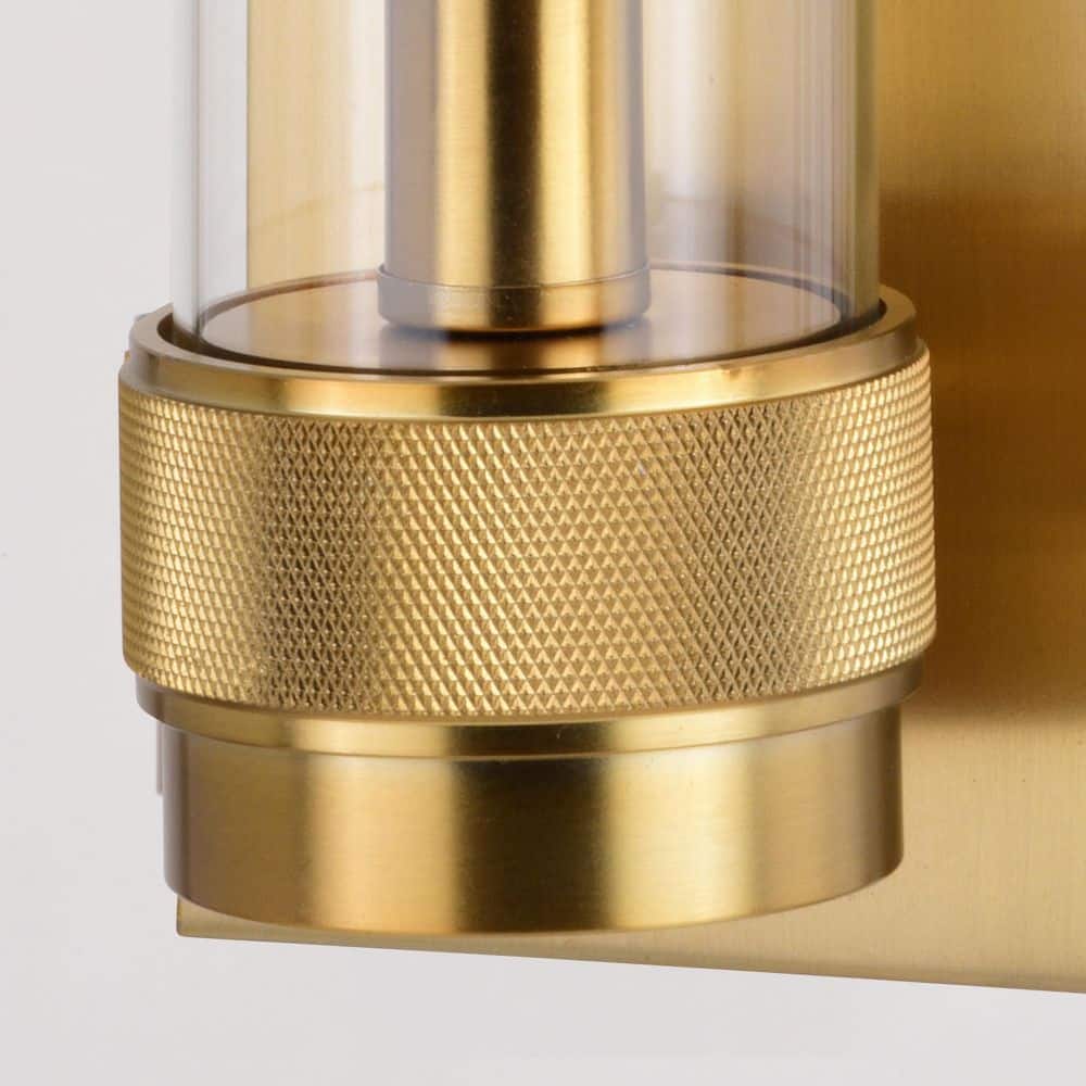 Satin Brass 14" Steel Dimmable Wall Sconce with Clear Glass