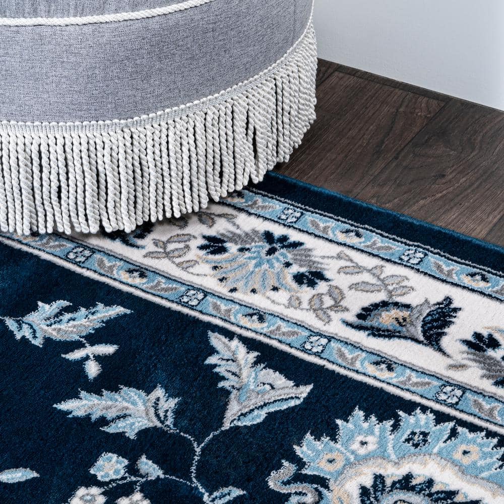 Elegant Navy/Ivory Synthetic Reversible Area Rug 3x5 Feet