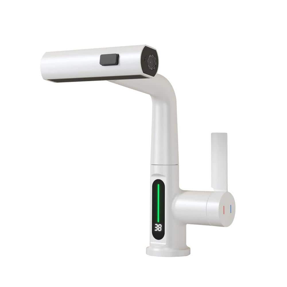 Single Handle Lift LED Temperature Digital Display Bathroom Faucet, Single 