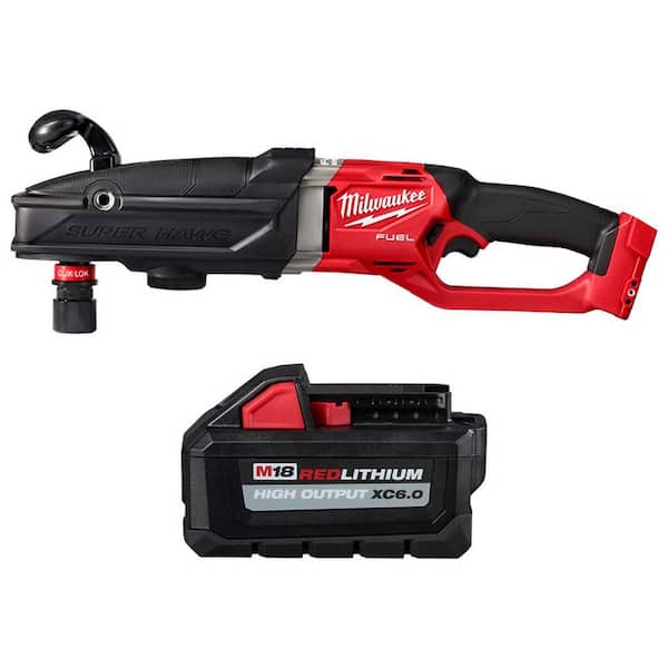 Milwaukee M18 FUEL 18V Lithium-Ion Brushless Cordless GEN 2 SUPER HAWG 7/16 in. Right Angle Drill w/6.0 ah Battery