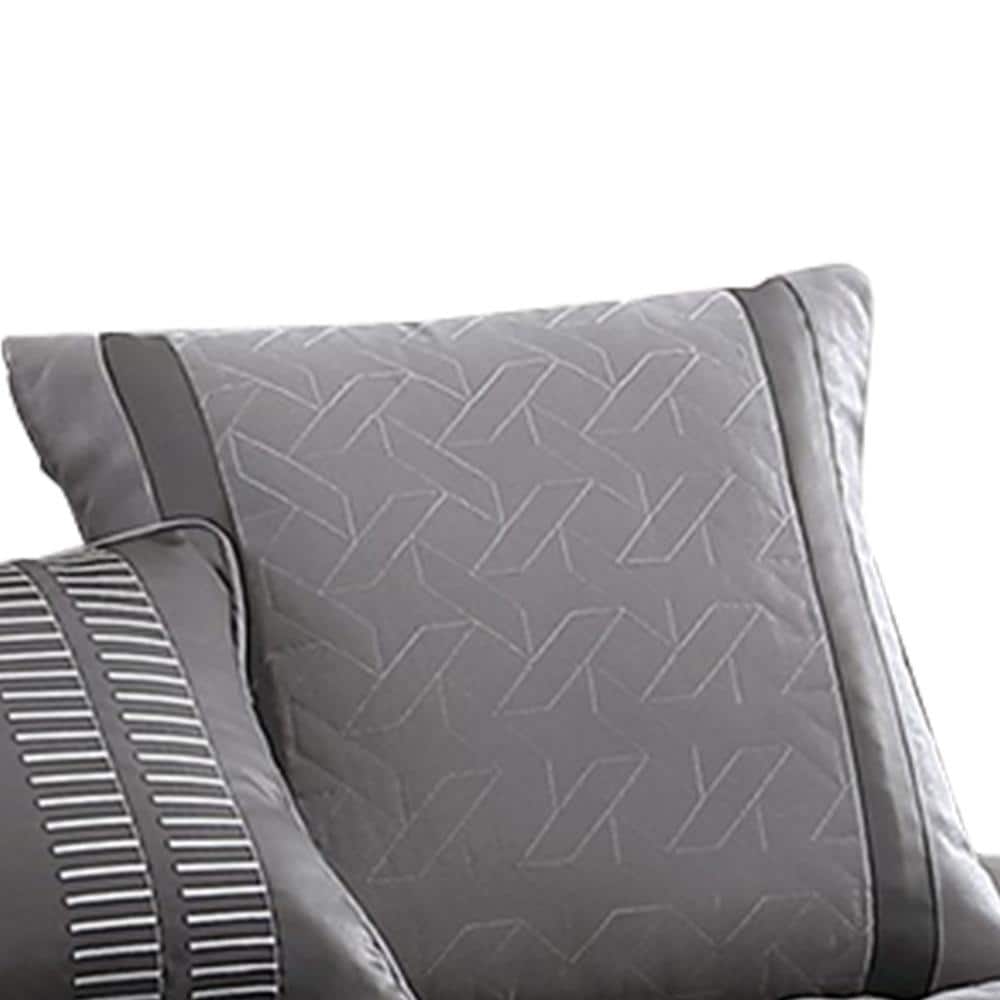 Gray Polyester Queen Comforter Set with Geometric Design