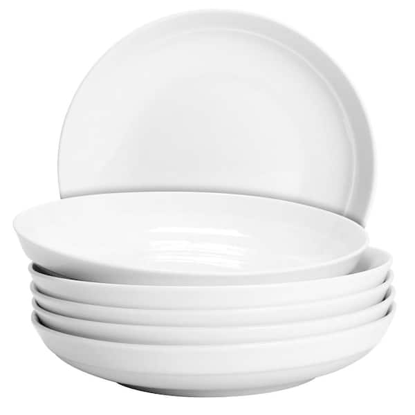 8 in. White Porcelain Dinner Plates, Microwave, Oven and Dishwasher Safe, Scratch Resistant, Set
