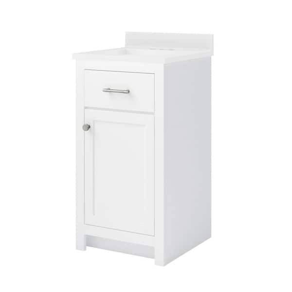 Reese 19 in. W x 17 in. D x 38 in. H Single Sink Bath Vanity in White with White Cultured Marble Top