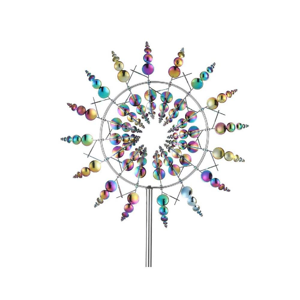 36 in. H Multi-Colored Metal 3D Wind Spinner Outdoor for Yard