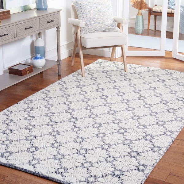 Vermont 5 ft. x 8 ft. Ivory/Navy Floral Area Rug