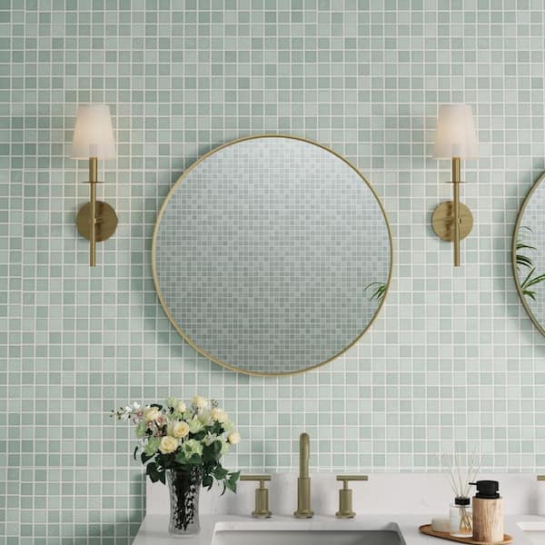 ANGELES HOME 24 in. W x 24 in. D Round Framed Wall Bathroom Vanity Mirror Decor Mirror in Brushed Gold