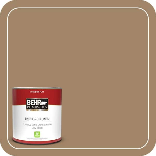 BEHR PREMIUM PLUS 1 qt. Home Decorators Collection #HDC-NT-28 Soft Bronze Flat Low Odor Interior Paint & Primer