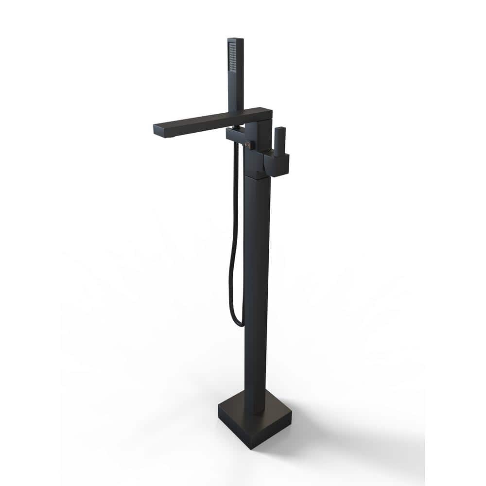 Single-Handle Freestanding Tub Faucet Floor Mount Bathtub Filler with Hand 
